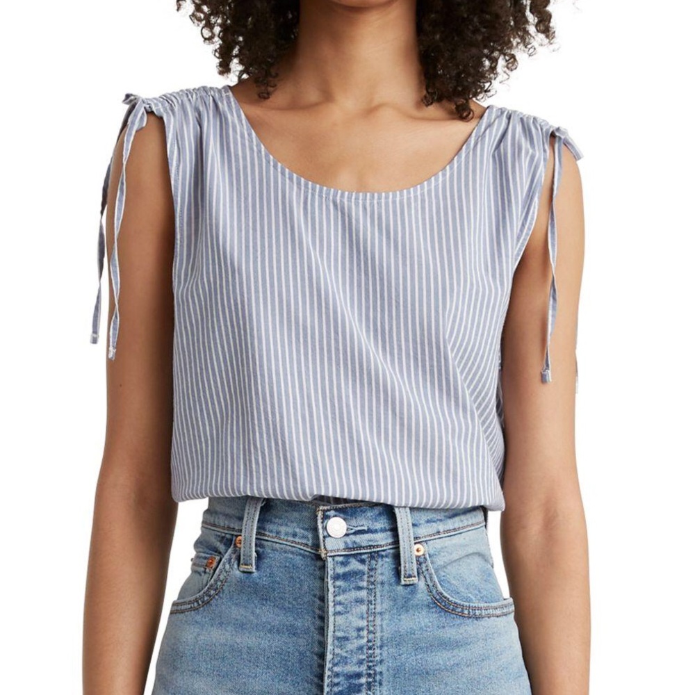 LEVI’S Magnolia Tie Shoulder Tank Top Size XL Prep